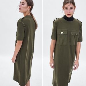 🌎HP🎉 NWT Zara Trafaluc Olive Green Midi Dress Size